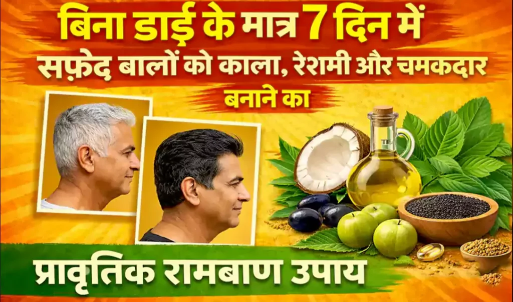 बिना डाई के मात्र 7 दिन में सफ़ेद बालो को काला, रेशमी और चमकदार बनाने का प्राकृतिक रामबाण उपाय, जरूर अपनाएँ और शेयर करे