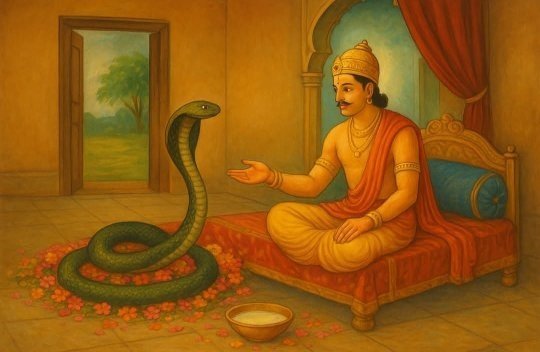 एक राजा ने सपने में देखा,उससे एक परोपकारी साधु कह रहा था कि, बेटा! कल रात को तुम्हें एक विषैला सांप काटेगा और उसके काटने से तुम्हारी मृत्यु एक राजा ने सपने में देखा,उससे एक परोपकारी साधु कह रहा था कि, बेटा! कल रात को तुम्हें एक विषैला सांप काटेगा और उसके काटने से तुम्हारी मृत्यु